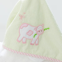 Hooded towel for children with a pink cow, 3 Marthas