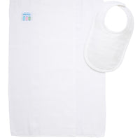 Cotton newborn bib and burp set for baby with white seersucker stripe fabric, 3 Marthas