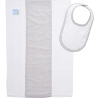 Cotton newborn bib and burp set for baby with gray dot fabric, 3 Marthas