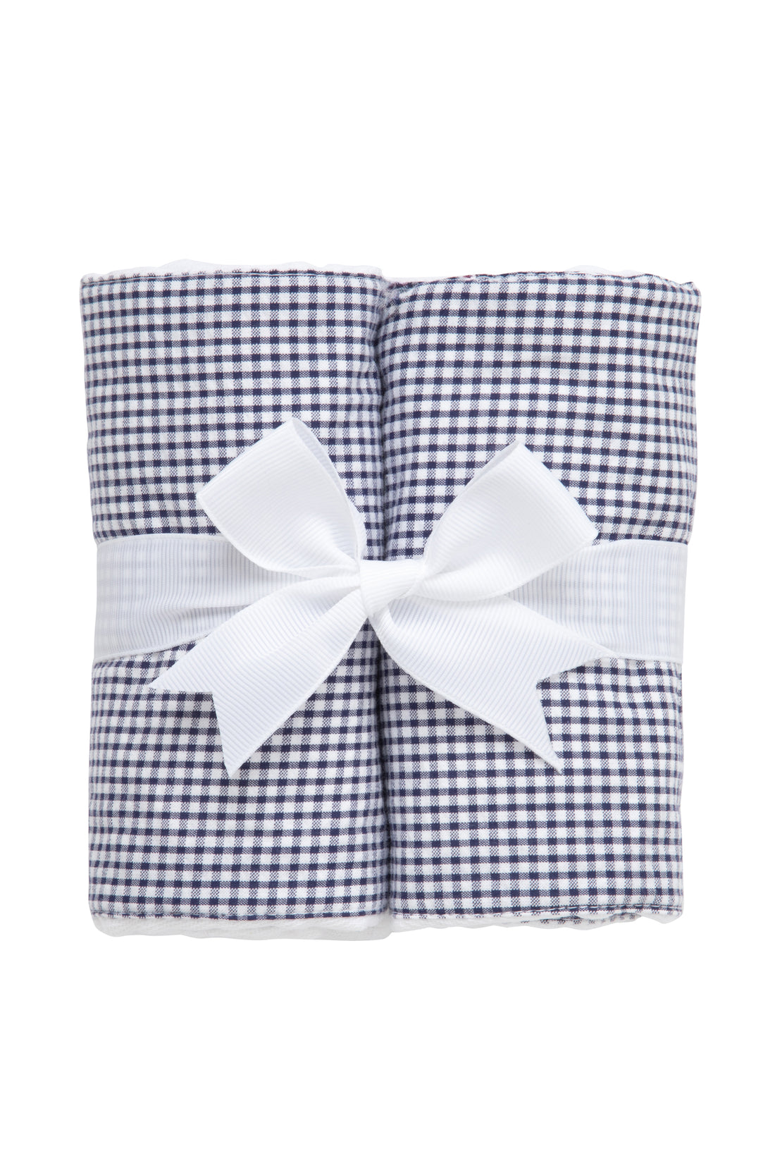 Two cotton burp cloths for baby with navy small gingham check fabric, 3 Marthas
