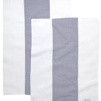 Two cotton burp cloths for baby with navy small gingham check fabric, 3 Marthas