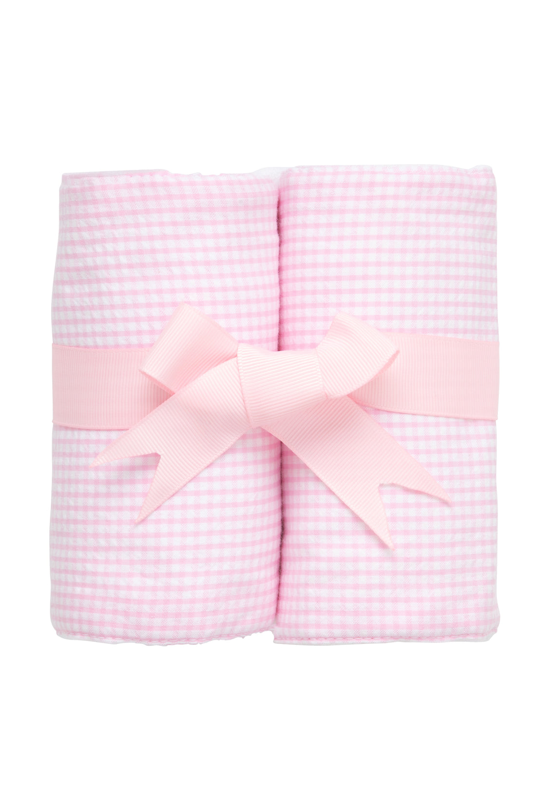 Two cotton burp cloths for baby with pink small gingham check fabric, 3 Marthas