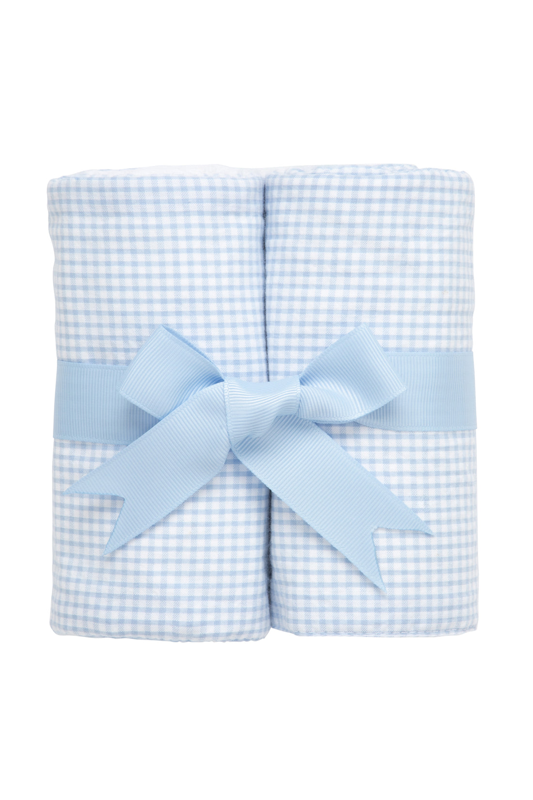 Two cotton burp cloths for baby with blue small gingham check fabric, 3 Marthas