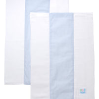 Two cotton burp cloths for baby with blue small gingham check fabric, 3 Marthas