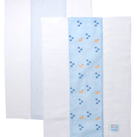 Two cotton burp cloths for baby with blue puppy print and blue seersucker stripe fabric, 3 Marthas