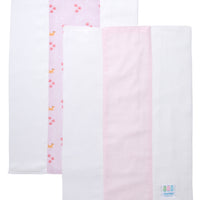 Two cotton burp cloths for baby with pink puppy print and pink seersucker stripe fabric, 3 Marthas