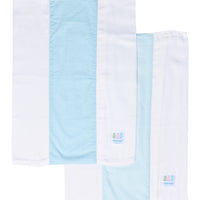 Two cotton burp cloths for baby with aqua stripe and gingham fabric, 3 Marthas