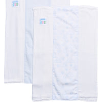 Two cotton burp cloths for baby with blue teddy bear toile and stripe fabric, 3 Marthas