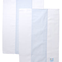 Two cotton burp cloths for baby with blue seersucker stripe fabric, 3 Marthas
