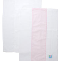 Two cotton burp cloths for baby with pink and white seersucker stripe fabric, 3 Marthas