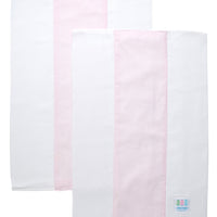 Two cotton burp cloths for baby with pink seersucker stripe fabric, 3 Marthas
