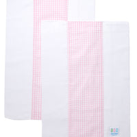 Two cotton burp cloths for baby with pink gingham check fabric, 3 Marthas