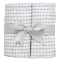 Two cotton burp cloths for baby with gray gingham check fabric, 3 Marthas