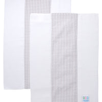 Two cotton burp cloths for baby with gray gingham check fabric, 3 Marthas