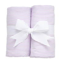 Two cotton burp cloths for baby with purple seersucker stripe fabric, 3 Marthas