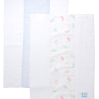 Two cotton burp cloths for baby with pastel bunny print and blue seersucker stripe fabric, 3 Marthas