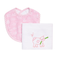 Cow Basic Bib & Burp Boxed Set, Pink