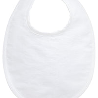Cotton pique and terry bib with white seersucker stripe trim, 3 Marthas