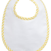 Cotton pique and terry bib with yellow gingham check trim, 3 Marthas
