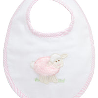 Cotton pique and terry bib with pink fleece lamb applique, 3 Marthas