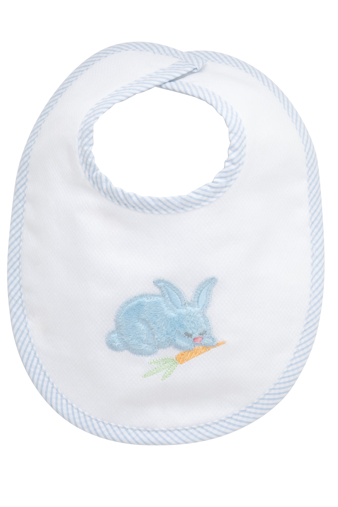 Cotton pique and terry bib with blue fleece bunny applique, 3 Marthas