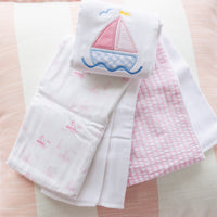 Sailboat Applique Burp, Pink