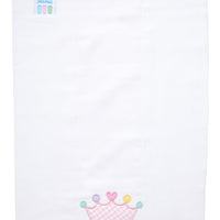 Cotton burp cloth for baby girl with pink gingham check crown applique, 3 Marthas