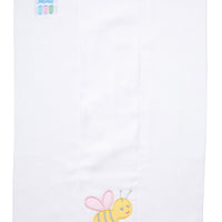 Cotton burp cloth for baby with yellow gingham bumble bee applique with pink wings, 3 Marthas