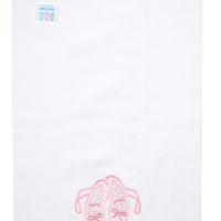 Cotton burp cloth for baby with pink bow and floral ballet slippers applique, 3 Marthas