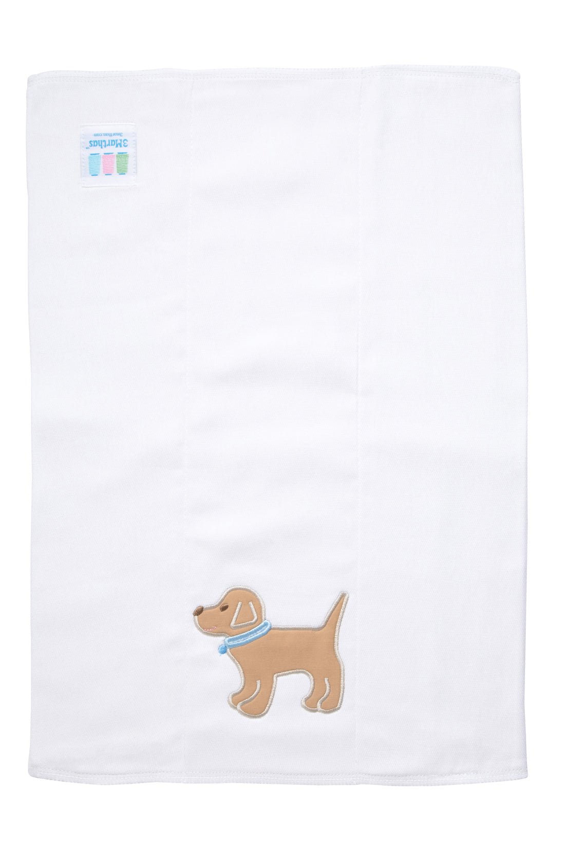 Cotton burp cloth for baby boy with puppy applique, 3 Marthas