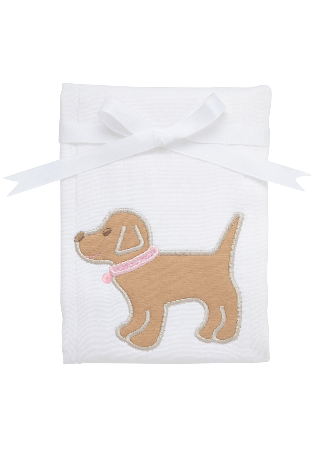 Cotton burp cloth for baby girl with puppy applique, 3 Marthas