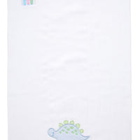 Cotton burp cloth for baby boy with blue and green gingham check dinosaur applique, 3 Marthas