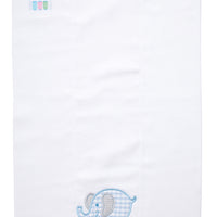 Cotton burp cloth for baby with blue gingham check and gray dot elephant applique, 3 Marthas