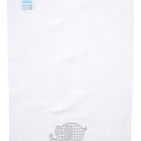 Cotton burp cloth for baby with gray gingham check and gray dot elephant applique, 3 Marthas