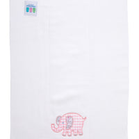 Cotton burp cloth for baby with pink gingham check and floral elephant applique, 3 Marthas