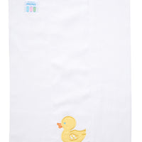 Cotton burp cloth for baby with yellow gingham check duck applique, 3 Marthas