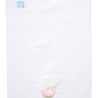 Cotton burp cloth for baby girl with pink fleece lamb applique, 3 Marthas