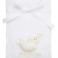 Cotton burp cloth for baby with white fleece lamb applique, 3 Marthas