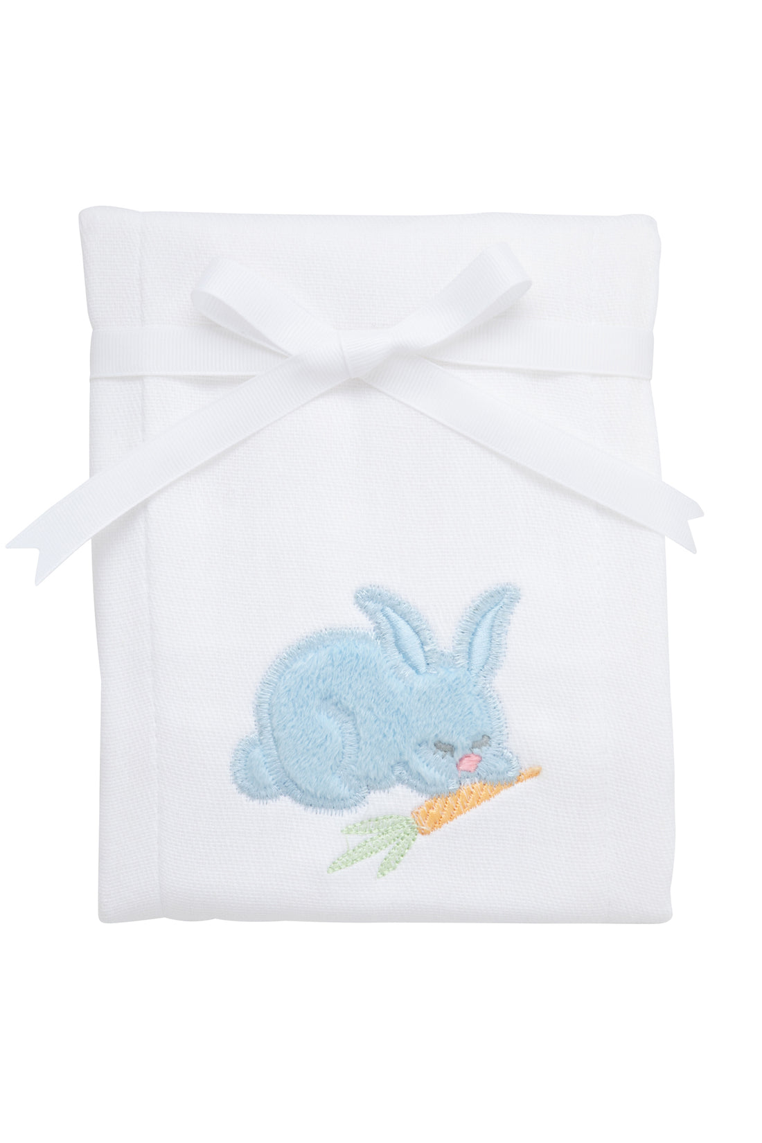 Cotton burp cloth for baby with blue fleece bunny applique with carrot, 3 Marthas