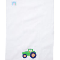 Cotton burp cloth for baby with green tractor applique, 3 Marthas