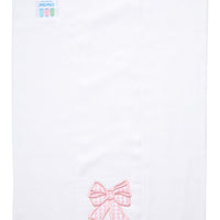 Cotton burp cloth for baby girl with pink gingham bow applique, 3 Marthas