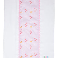 Cotton burp cloth for baby with pink puppy, paw print, and dog bones print fabric and pink ric rac trim, 3 Marthas