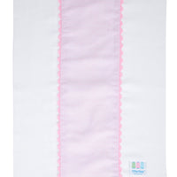 Cotton burp cloth for baby with pink dot print fabric and pink ric rac trim, 3 Marthas