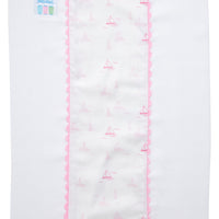 3 Marthas baby girl accessory, cotton burp cloth with sailboat print and pink ric rac