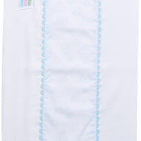 Cotton burp cloth for baby with blue teddy bear toile print fabric and blue ric rac trim, 3 Marthas