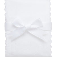 Cotton burp cloth for baby with white seersucker stripe fabric and white ric rac trim, 3 Marthas