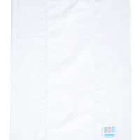 Cotton burp cloth for baby with white seersucker stripe fabric and white ric rac trim, 3 Marthas