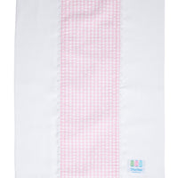 Cotton burp cloth for baby with pink gingham check print fabric and white ric rac trim, 3 Marthas