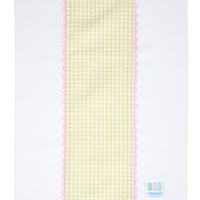 Cotton burp cloth for baby with green gingham check print fabric and pink ric rac trim, 3 Marthas