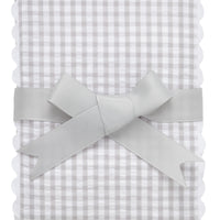 Cotton burp cloth for baby with gray gingham check print fabric and white ric rac trim, 3 Marthas